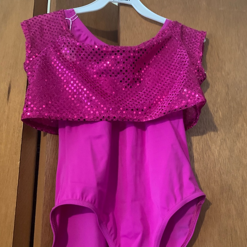 Hot pink leotard and crop top